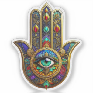 Adesivo Pétalas de Flor de Cor de Pavão Hamsa Terceiro Olh