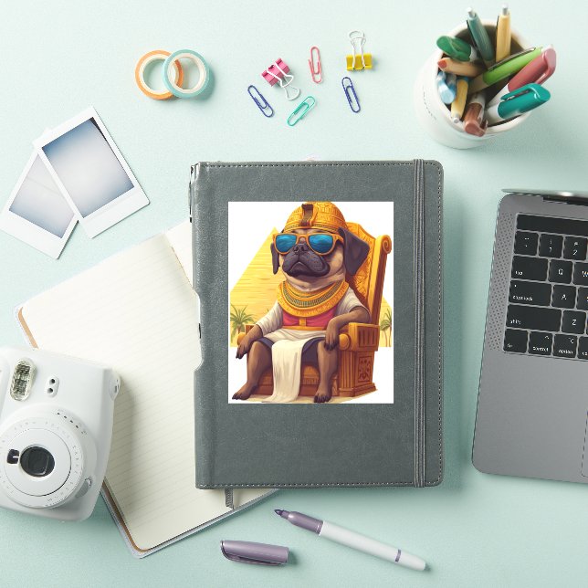 Adesivo Pharaoh Pug - Cão Antigo Egito (Capa para iPad)