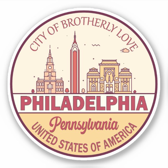 Adesivo Philadelphia Pennsylvania City Skyline Emblem (Frente)