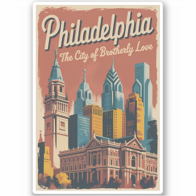 Adesivo Philadelphia Pennsylvania Illustration Travel Art (Frente)