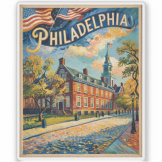 Adesivo Philadelphia Pennsylvania US Retro Van Gogh Travel