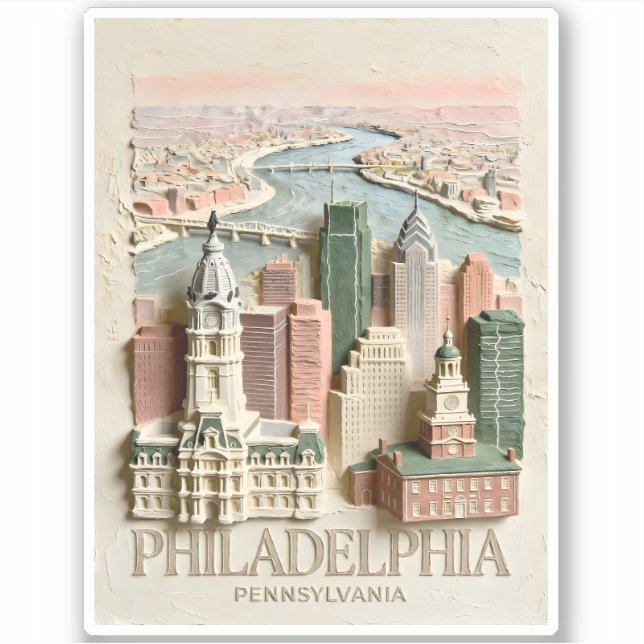 Adesivo Philadelphia Skyline Modern Textured Cityscape (Frente)