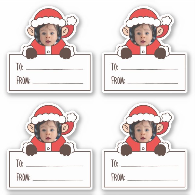 Adesivo Photo Santa Gift Tag Sticker (Frente)
