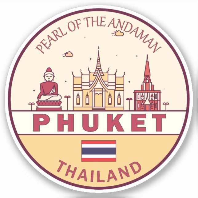Adesivo Phuket Thailand City Skyline Emblem (Frente)