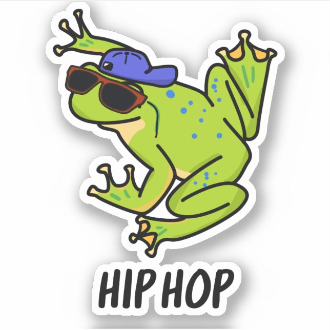 Adesivo Piada de Sapo Saltitante Divertido de Hip Hop (Frente)