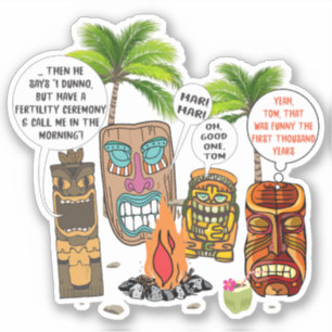 Adesivo Piada havaiana tropical engraçada da fogueira das