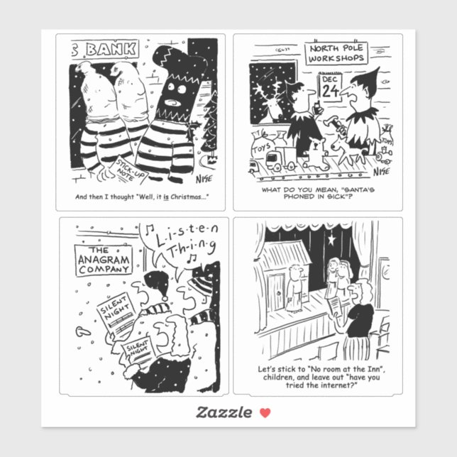 Adesivo Piadas engraçadas de cartoons de Natal como adesiv (Folha)