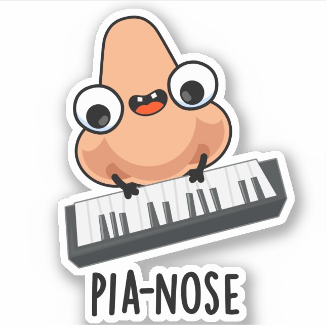 Adesivo Pianose Engraçado Piano Nose Pun (Frente)