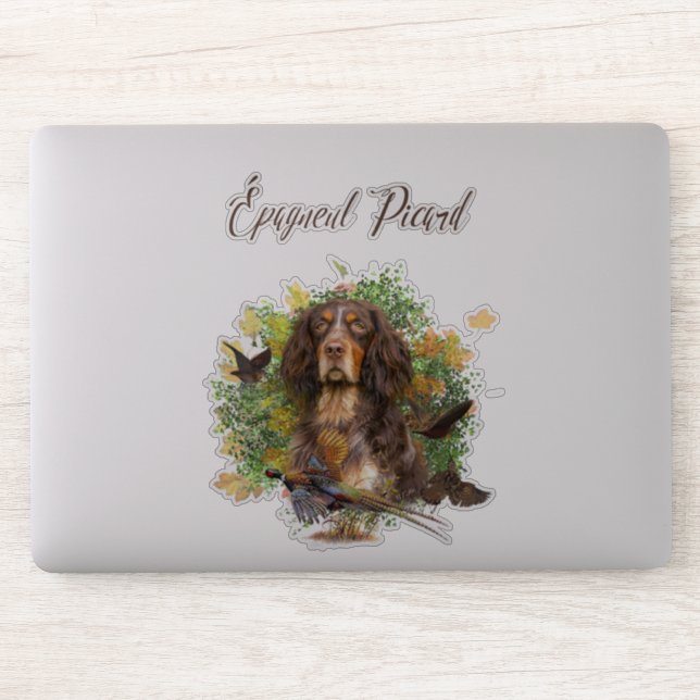 Adesivo Picardy Spaniel, época de caça (Computador)