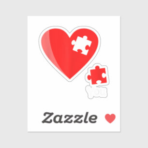 Adesivo Piece Heart Quebra-cabeça Valetines Day Shirt Gif
