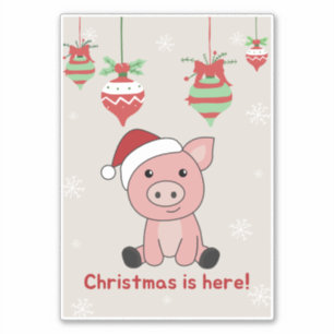 Adesivo Pig Merry Christmas Animal Pigs Sticker