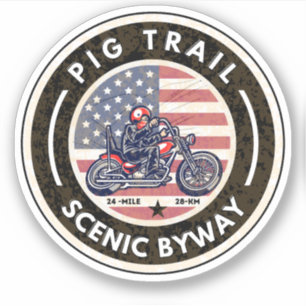Adesivo Pig Trail Scenic Byway passeio de moto no Arkansas