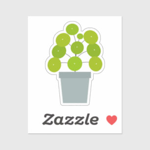 Adesivo Pilea peperomioides Plant Custom-Cut Vinyl Sticker