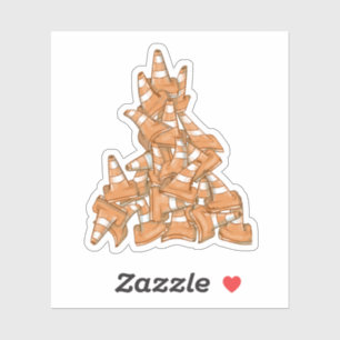 Adesivo Pilha de cones de estrada laranja