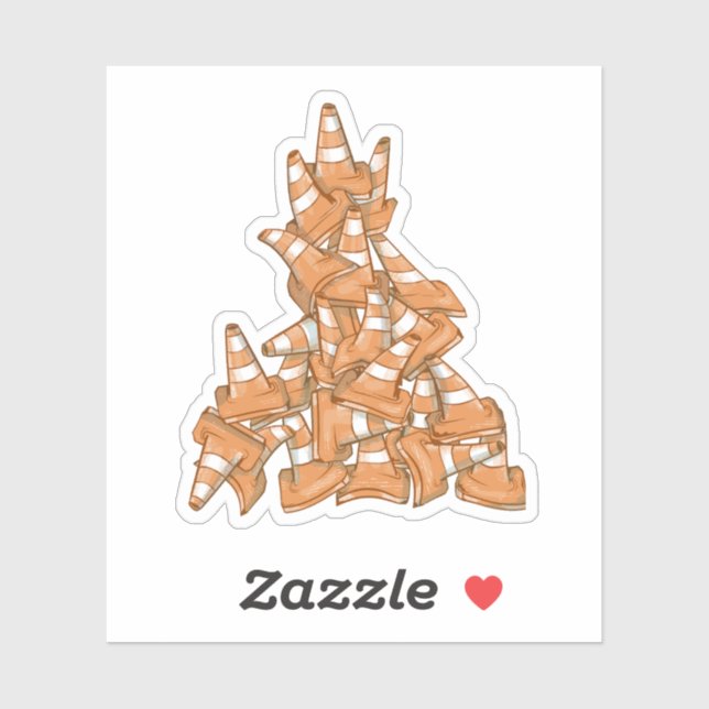 Adesivo Pilha de cones de estrada laranja (Folha)