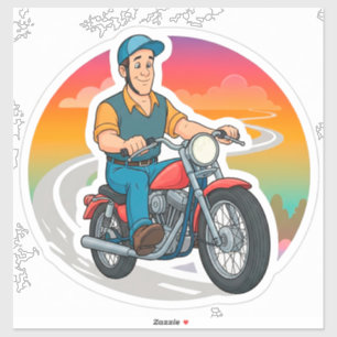 Adesivo 🏍️ Piloto de Cartoon de Rua Motocicleta Arte de M