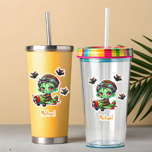 Adesivo Piloto Zombie voando Avião e Dia de as Bruxas engr