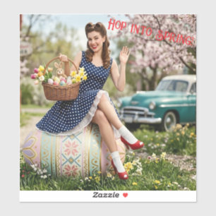Adesivo Pin-Up de Páscoa Vintage Salte para a Pr