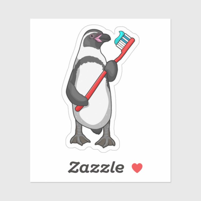 Adesivo Pincel dos dentes pinguins (Folha)