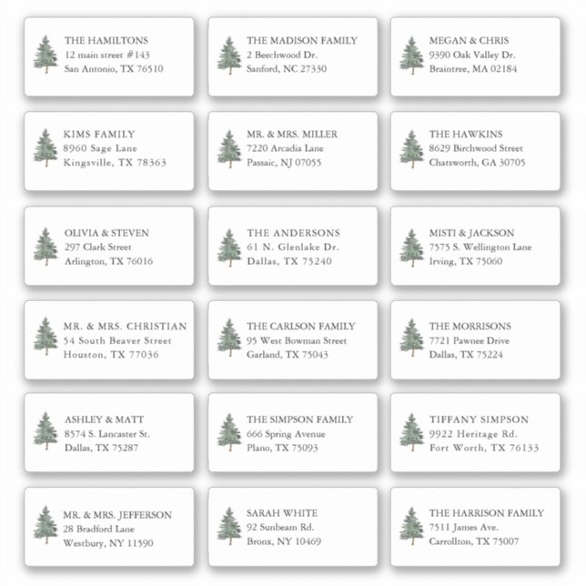 Adesivo Pine Tree 18 Casamento Nome do Destinatário Convid (Frente)