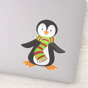 Adesivo Pinguim Bonito, Pinguim Pequeno, Pinguim Com Scarf