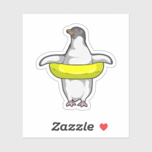 Adesivo Pinguim com anel de Natação