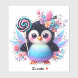 Adesivo Pinguim com cesto de flores