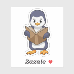 Adesivo Pinguim como Nerd com Livro