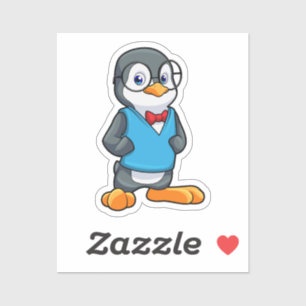 Adesivo Pinguim como Nerd de óculos