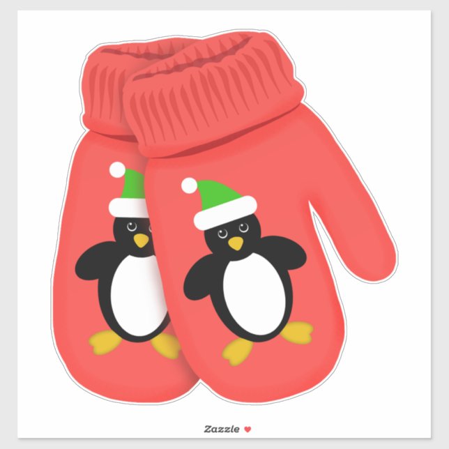 Adesivo Pinguim Cujo | Mittens de Natal | Grande (Folha)