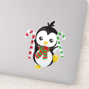 Adesivo Pinguim De Natal, Pinguim Com Scarf, Canela Doces
