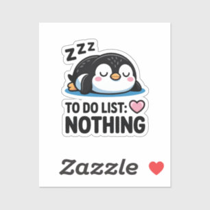 Adesivo pinguim dormindo fofo, lista de tarefas nada