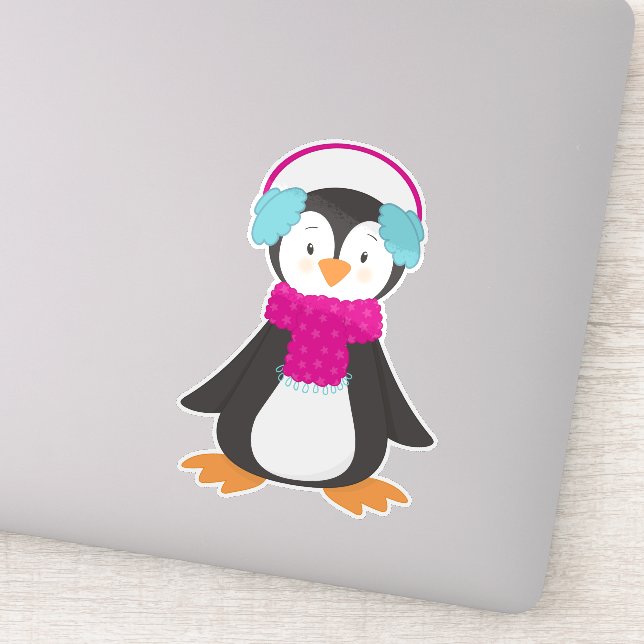 Adesivo Pinguim Gato, Pinguim De Bebê, Pinguim Com Scarf (Detalhe)