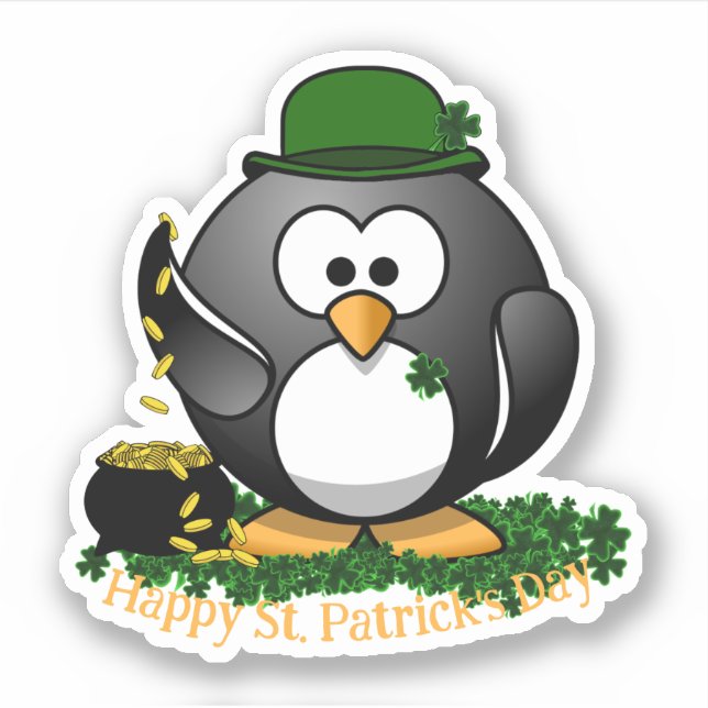 Adesivo Pinguim Sortudo Dia de São Patrício (Frente)