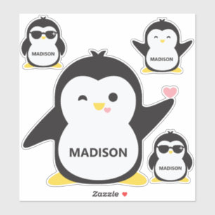 Adesivo Pinguins de Pinguim Cujo Nome Personalizado