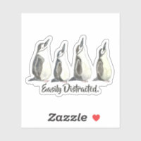 Pinguins facilmente distraídos em uma aquarela de 
