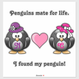 Adesivo Pinguins lésbicos adoráveis duas noivas chapéus ca