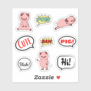 Adesivo Pinheiro de porco bonito Blah Hi Bubble Stickers