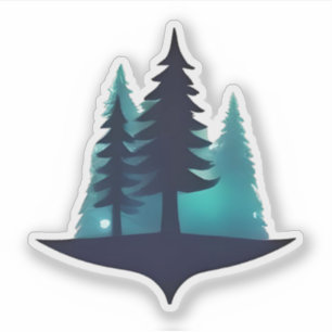 Adesivo Pinheiros Silhuetados com Brilho Místico