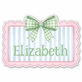 Adesivo Pink and Blue Frame With Green Gingham Bow