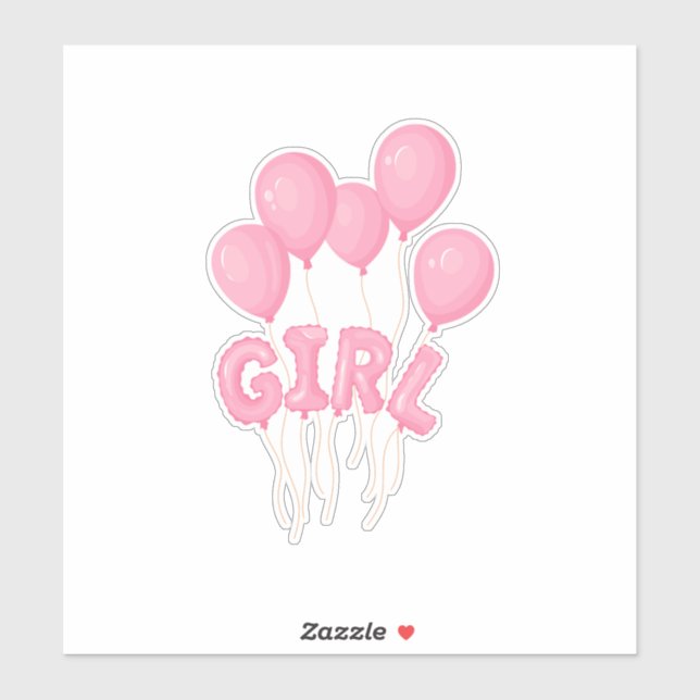 Adesivo Pink Baby Girl Balloon Celebration - Cute Nursery  (Folha)
