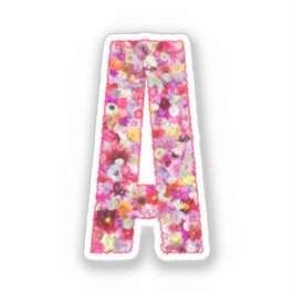 Adesivo Pink Botanical Monogram Floral Letter A Initial