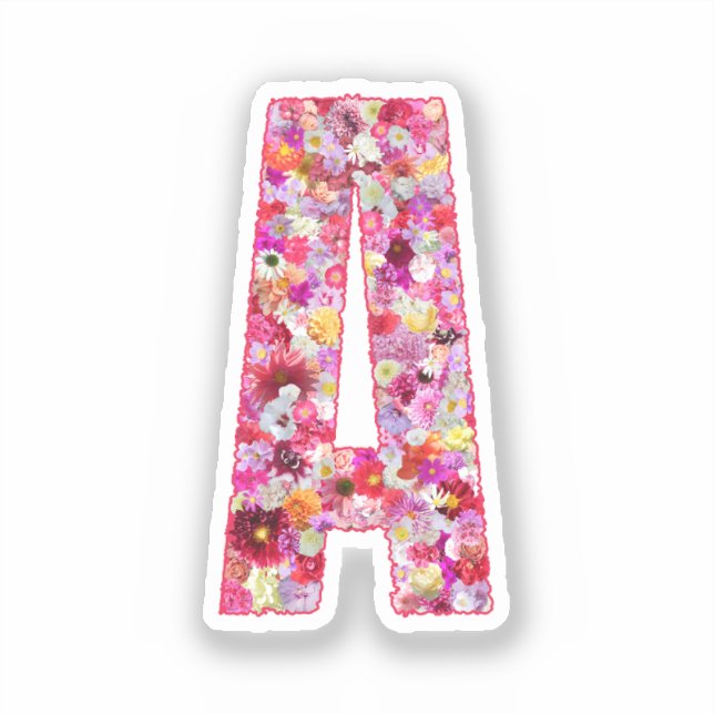 Adesivo Pink Botanical Monogram Floral Letter A Initial (Frente)