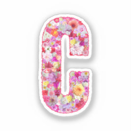 Adesivo Pink Botanical Monogram Floral Letter C Initial