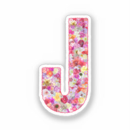 Adesivo Pink Botanical Monogram Floral Letter J Initial