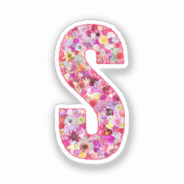 Adesivo Pink Botanical Monogram Floral Letter S Initial