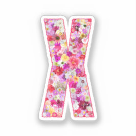 Adesivo Pink Botanical Monogram Floral Letter X Initial