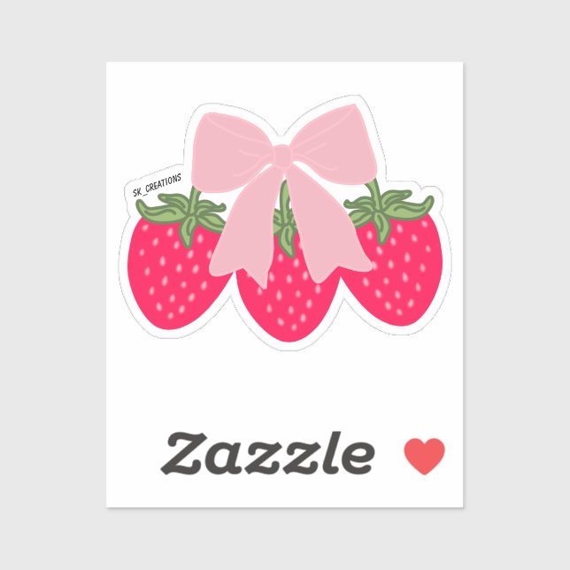 Adesivo Pink Bow Strawberries  (Folha)
