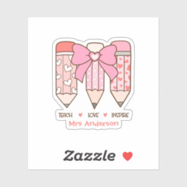 Adesivo Pink Coquette Valentine Teacher Pencil Custom