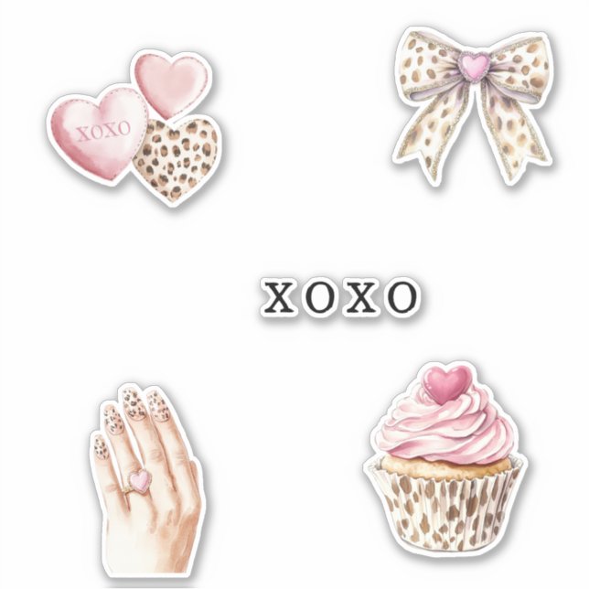 Adesivo Pink Cream Animal Bow Cupcake Hearts Birthday (Frente)